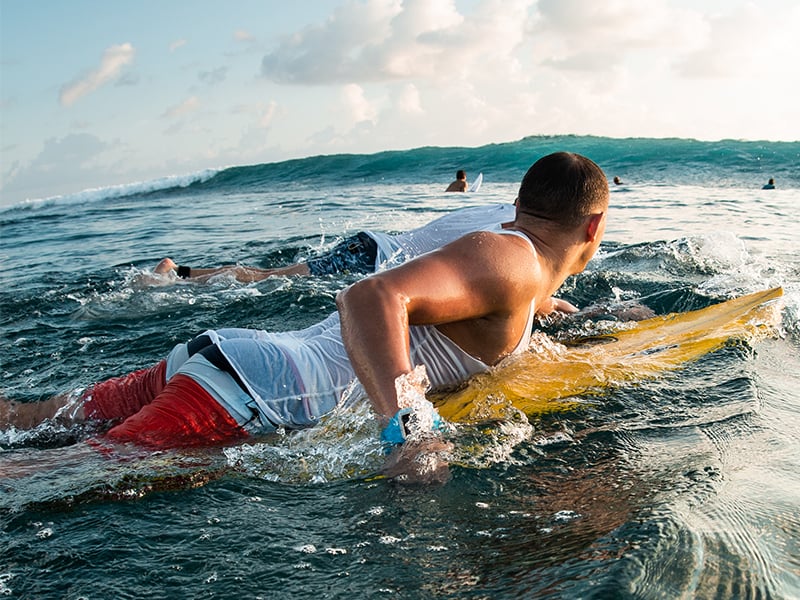 Ob auf der Welle reiten oder mit dem Segel im Wind: Surfen ist ebenfalls ein beliebter Sport im Freien für alle Wasserraten