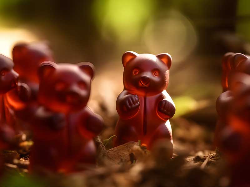 Die in Gummibärchen enthaltene Glucose wird in die Muskulatur geleitet und zieht Wasser in die Muskelzellen.
